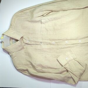 KITON Shirt Mens Large 44 Linen Button Down Hand Stitched Dress Shirt